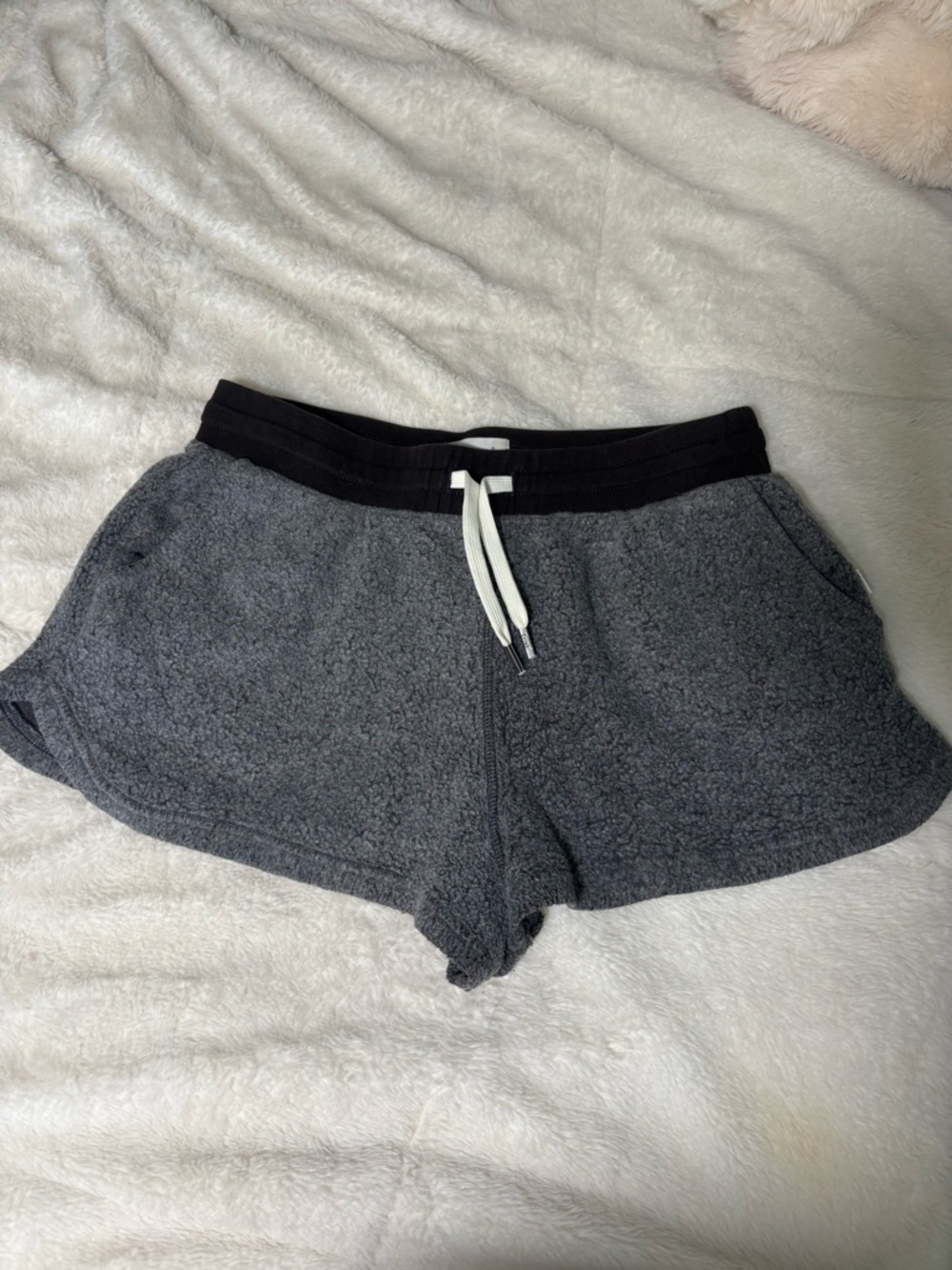 FEAT Blanketblend Women's Charcoal Terry Fleece Athletic Shorts Drawstring Waist